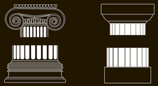 Set of old-style greece pillar column parts - Vector, Imagen