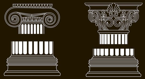 Set of old-style greece pillar column parts - Vettoriali, immagini