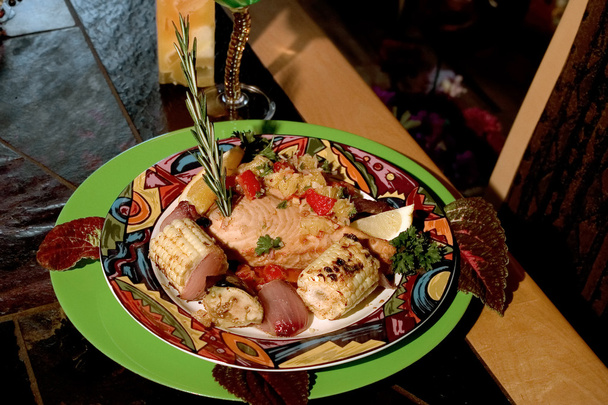 Gourmet Swordfish and grilled vegies - Photo, Image