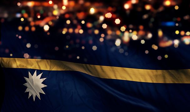 Nauru Bandiera Nazionale Luce Notte Bokeh Sfondo astratto
 - Foto, immagini