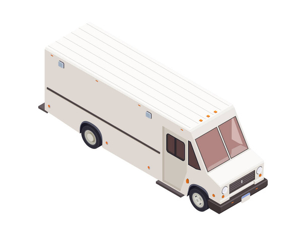 Isometric cargo van on white background 3d vector illustration - Vektor, kép