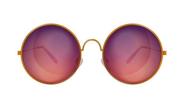 Realistic fashionable sunglasses with coloured round lenses vector illustration - Wektor, obraz