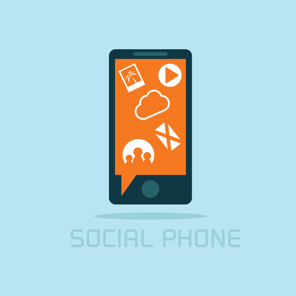 social phone concept flat design - Vector, imagen