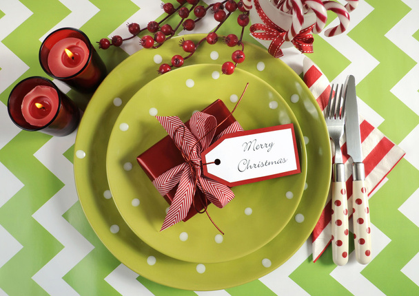 Zářivě barevné rodinné vánoční stůl prostírání - Fotografie, Obrázek