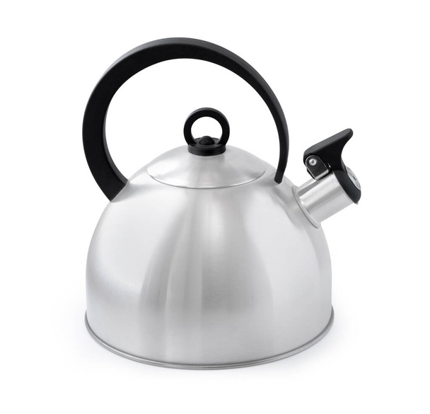 Stainless steel whistling kettle isolated on white background.With clipping path - Fotografie, Obrázek