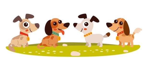 Cartoon Drawing Of Cute Dogs - Vector, afbeelding