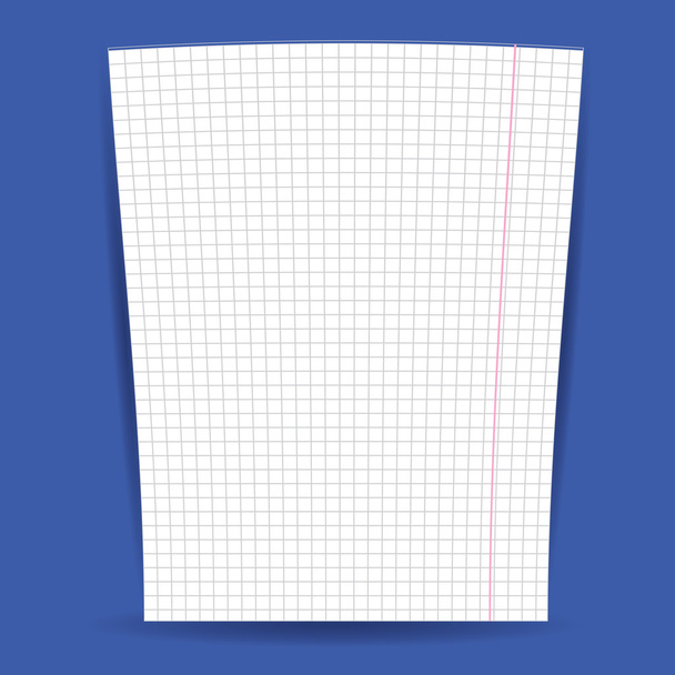 papel cuaderno a cuadros sobre fondo azul. vector
 - Vector, Imagen