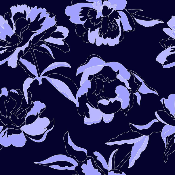 Seamless background with peonies. Vector illustration. Spring flowers, pattern. Template for polygraphy. - Vektor, Bild