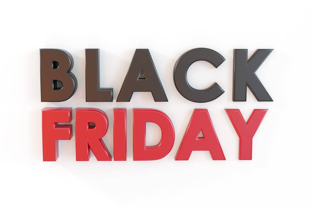 3D Render Black Friday text on white background. - Photo, image