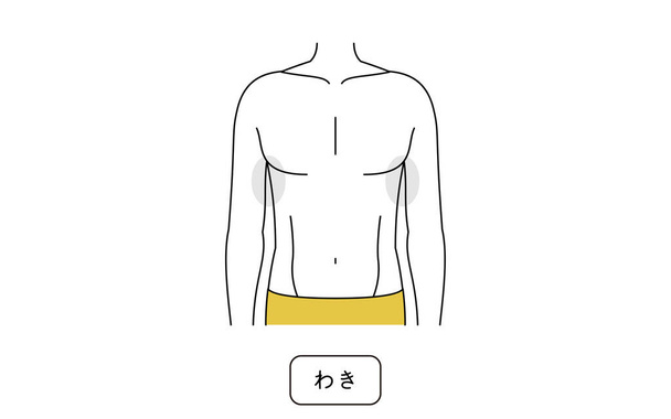 Men's hair removal area, armpit - Vector, Image