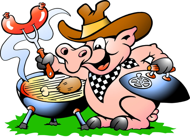Cochon debout et faisant barbecue
 - Vecteur, image