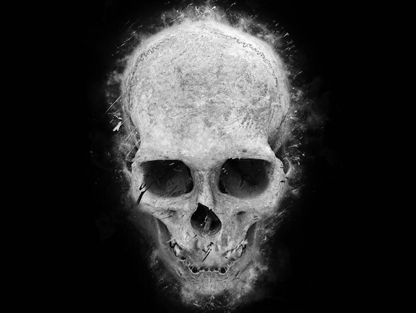Destroyed skull - grunge 3D illustration - Foto, immagini