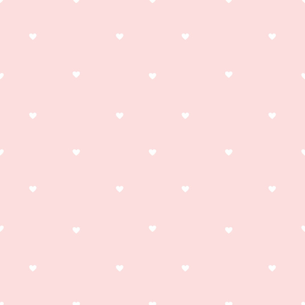 White little hearts against pink background. Seamless cute pattern.  - Foto, imagen