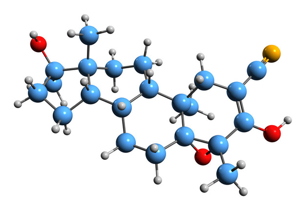 3D image of Epostane skeletal formula - molecular chemical structure of  antiprogestogen isolated on white background - Foto, afbeelding