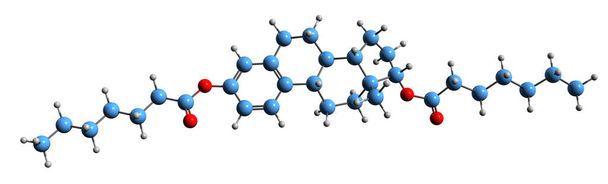 3D image of Estradiol dienantate skeletal formula - molecular chemical structure of long-acting estrogen medication isolated on white background - Zdjęcie, obraz