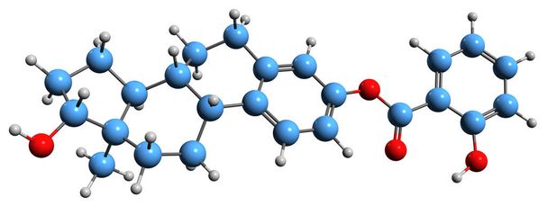 3D image of Estradiol salicylate skeletal formula - molecular chemical structure of  synthetic estrogen isolated on white background - Φωτογραφία, εικόνα