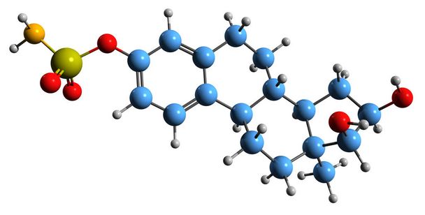 3D-зображення формули скелета сульфату Естріол - молекулярна хімічна структура синтетичного естрогену, ізольованого на білому тлі
 - Фото, зображення