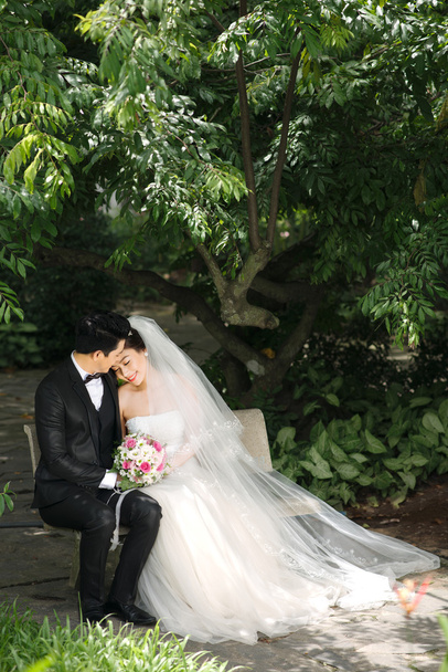 Pareja recién casada en el parque
 - Foto, imagen