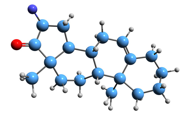  3D image of Fluasterone skeletal formula - molecular chemical structure of analogue of dehydroepiandrosterone isolated on white background - Φωτογραφία, εικόνα