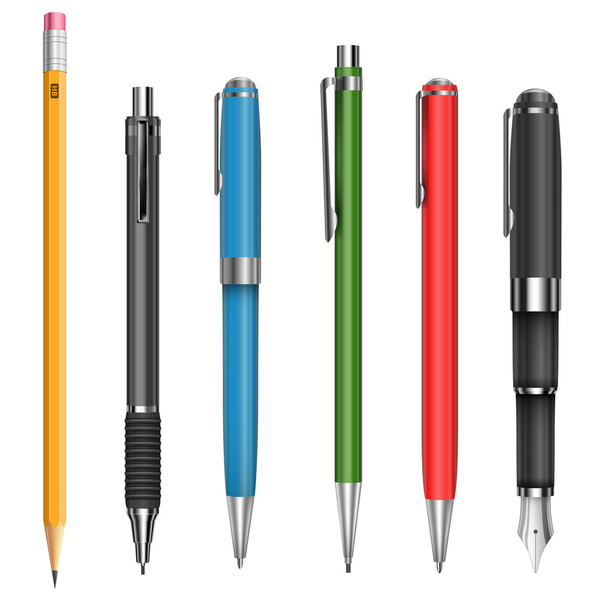 Kugelschreiber und Bleistift - Vektor, Bild
