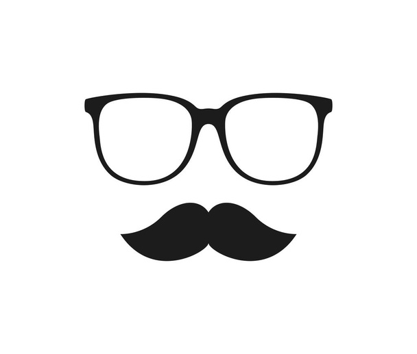 Mustache and Glasses isolated on white background - Vektör, Görsel