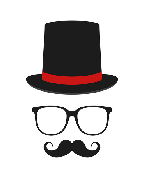 Mustache, Hat, and Glasses isolated on white background - Vektor, Bild