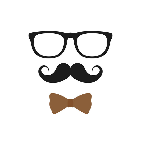 Mustache, Bow Tie, and Glasses isolated on white background - Vetor, Imagem