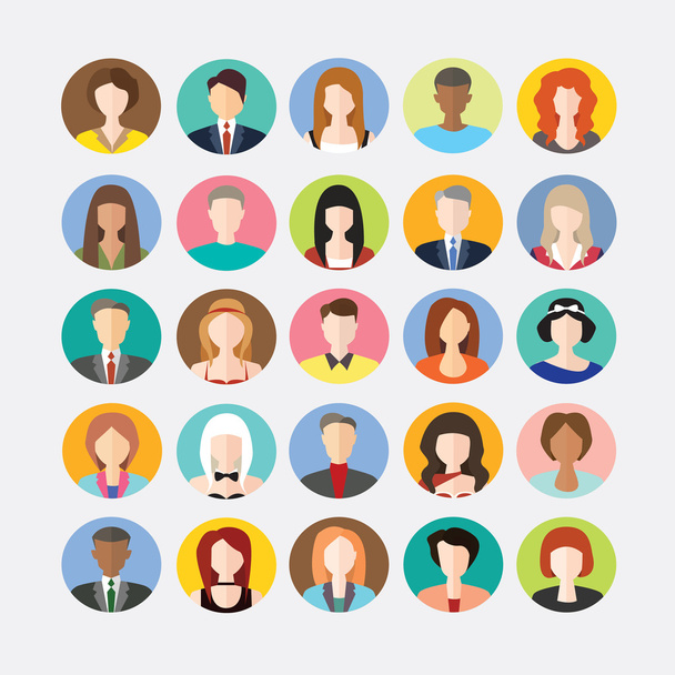 Big set of avatars profile pictures flat icons - Vector, Image