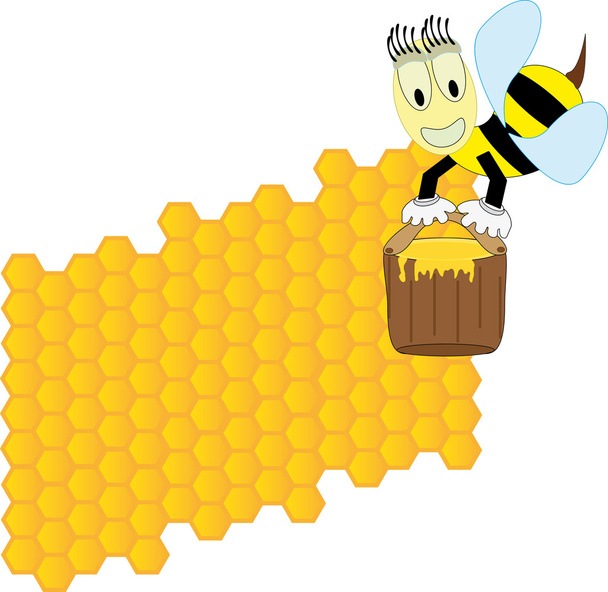 Bees and honeycomb - Vector, Image
