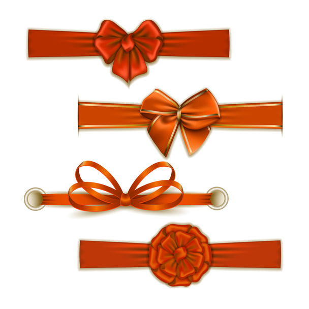 Set of elegant silk colored bows - Вектор,изображение