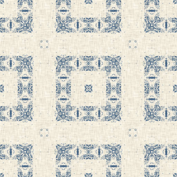 Francuska niebieska kołdra z nadrukiem wzór tkaniny dla shabby szykowny styl wystroju domu. Rustykalny gospodarstwo dom wiejski domek bielizna bezszwowe tło - Zdjęcie, obraz
