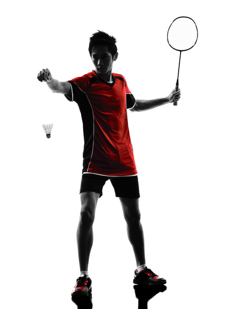 badminton player young man silhouette - Φωτογραφία, εικόνα