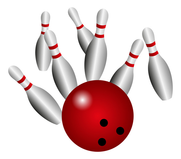 Bowling ball crashing into the pins - Διάνυσμα, εικόνα