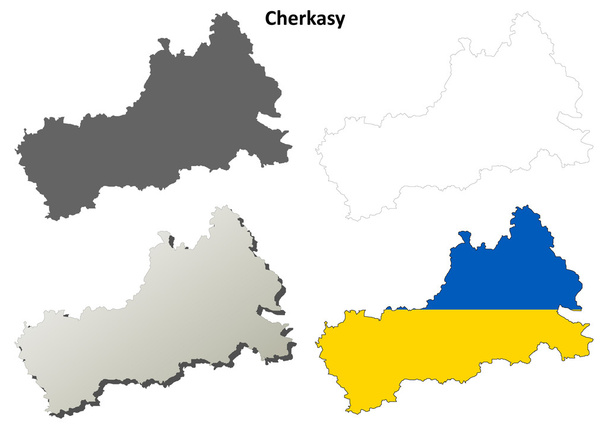 Cherkasy blank outline map set - Vector, Image