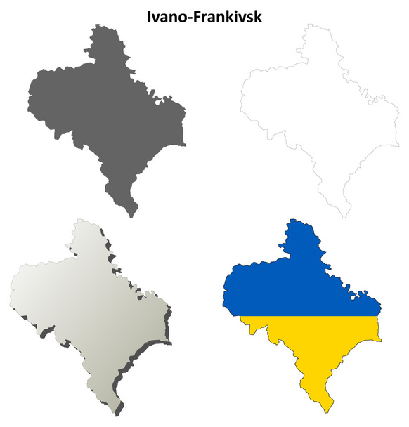 Ivano-Frankivsk blank outline map set - Vector, Image