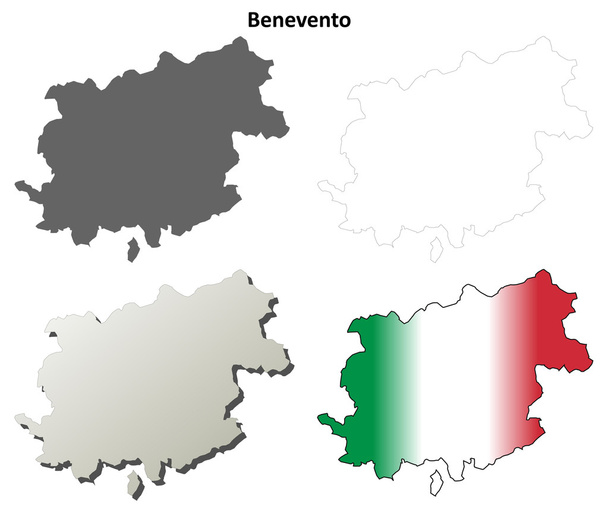 Benevento boş detaylı anahat harita seti - Vektör, Görsel
