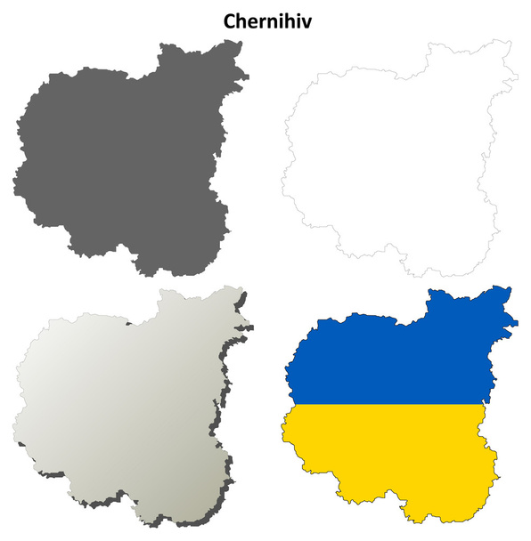 Chernihiv blank outline map set - Vector, Image