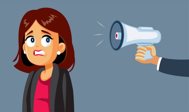 Employee Being Yelled at by Angry Boss Vector Cartoon Illustration - Vector, Imagen