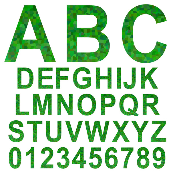 grünes Mosaik Schriftset - Vektor, Bild