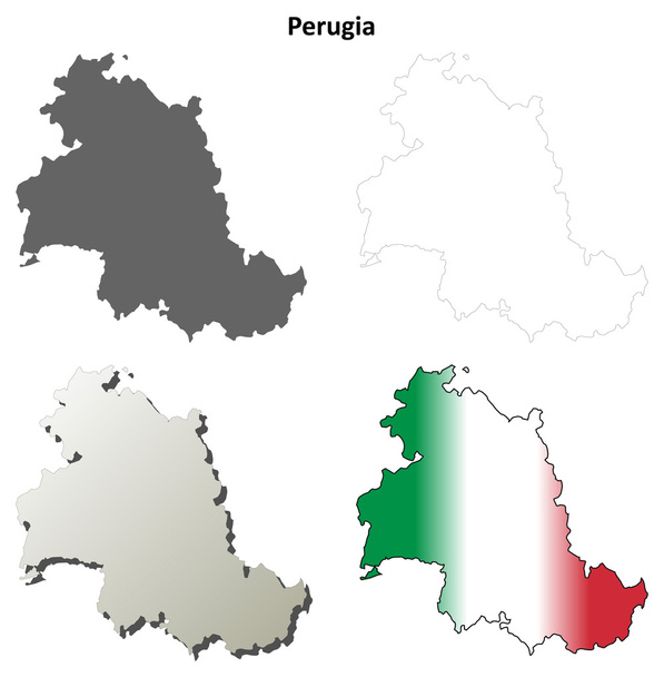 Perugia prázdné podrobné osnovy mapa sada - Vektor, obrázek