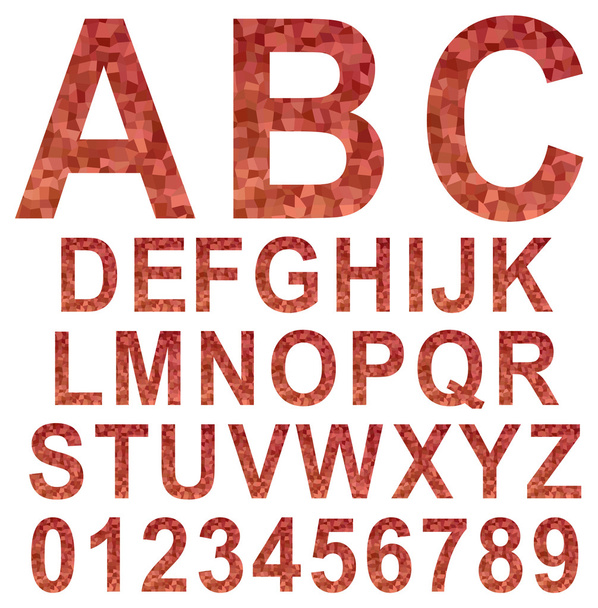 Red mosaic font set - Vector, Image