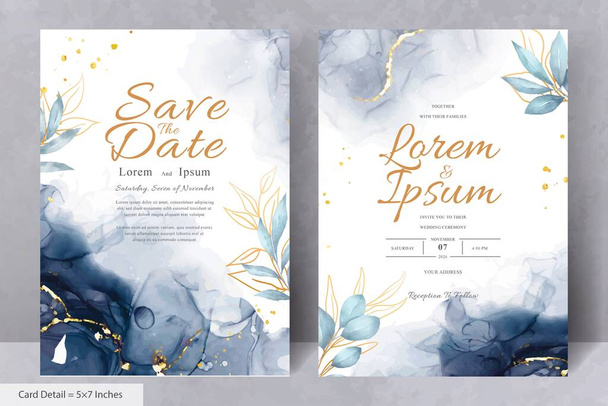 Hand Painted Watercolor Floral Wedding Invitation Template - Vector, Image