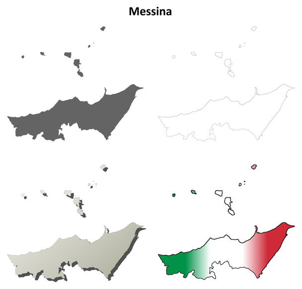 Messina prázdné podrobné osnovy mapa sada - Vektor, obrázek
