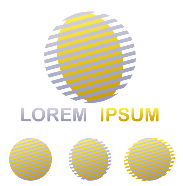 Ασημένιο και χρυσό ριγέ κύκλο λογότυπο εταιρείας σχεδιασμός σετ - Διάνυσμα, εικόνα