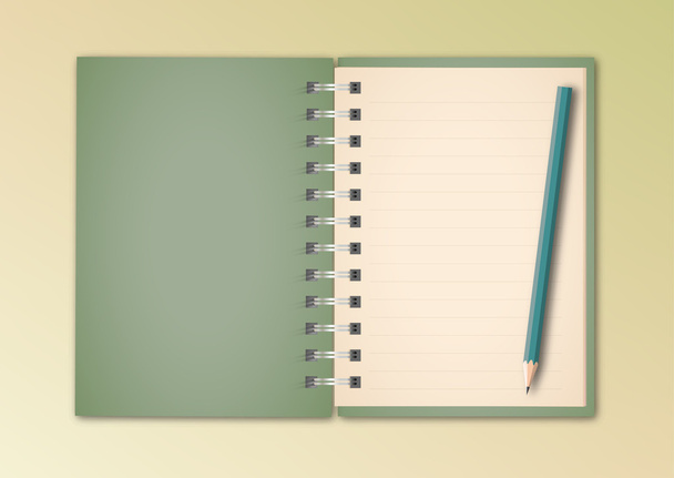 Green Notebook and Pencil - Vetor, Imagem