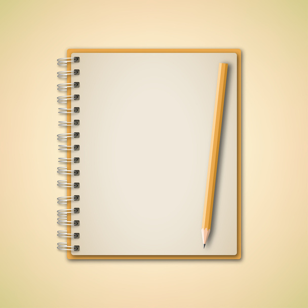 Yellow Notebook and Pencil - Vektori, kuva
