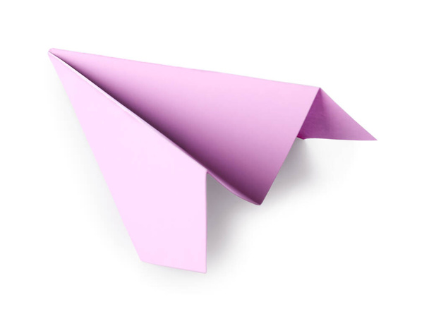 Lilac paper plane on white background - Fotografie, Obrázek