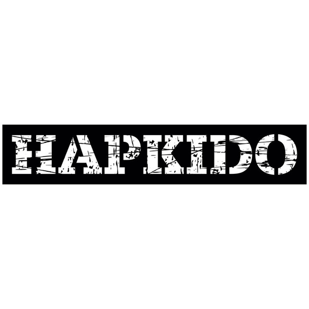 HAPKIDO lettering with white partially striped color on a black background - Wektor, obraz