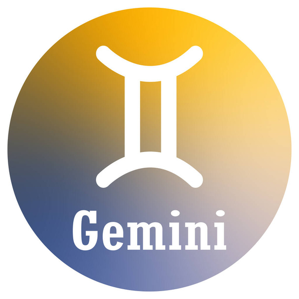 A Gemini Zodiac sign with text in circle on soft colorful background - Vector, Imagen