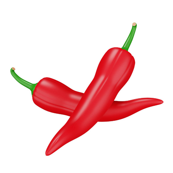 Chili red 3d rendering isometric icon. - Vecteur, image